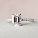 1.50 CT Emerald Cut Pave Style Moissanite Engagement Ring