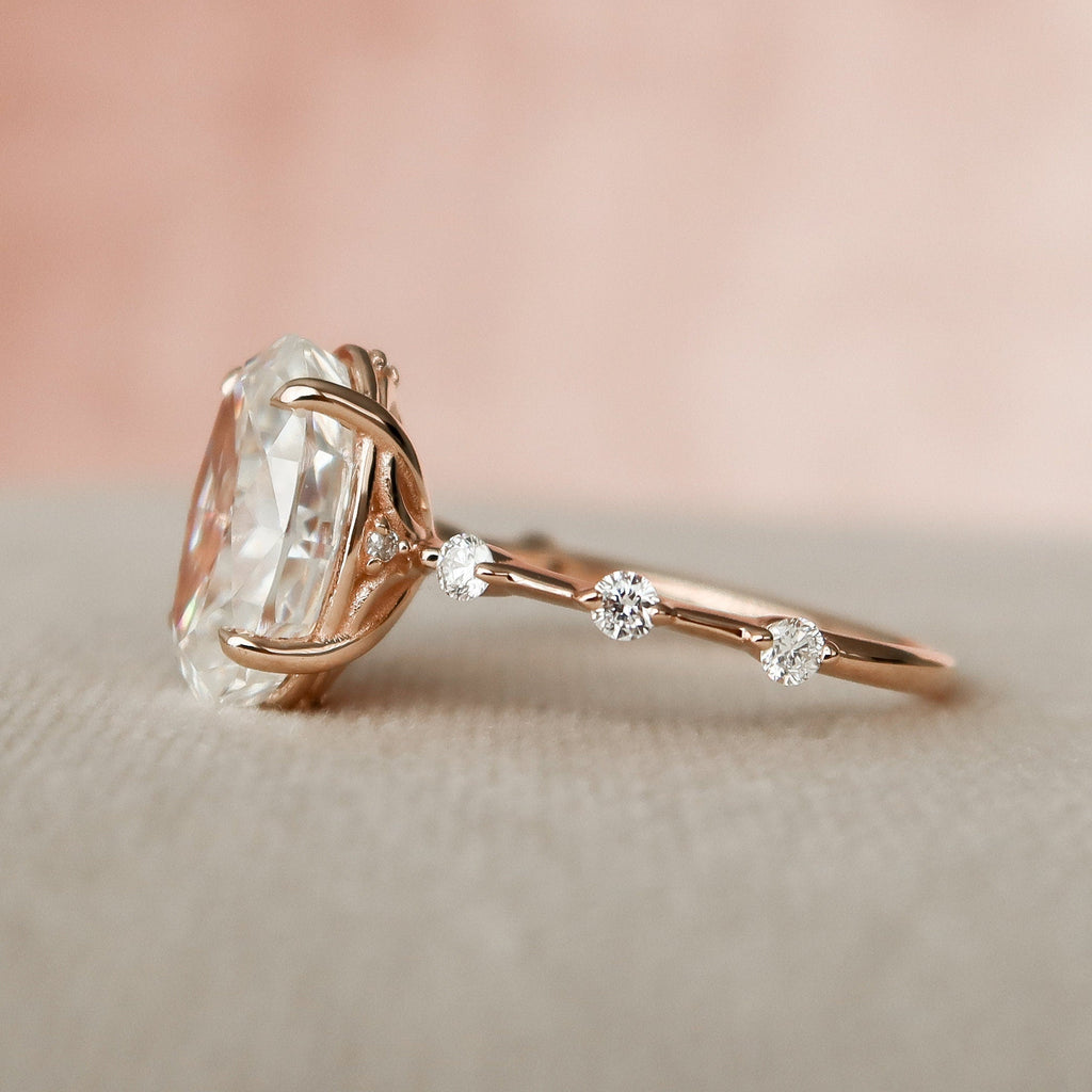 3.0 CT Oval Moissanite Dainty Style Engagement Ring