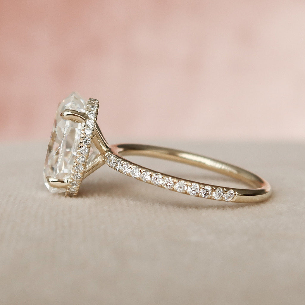 3.50 CT Oval Moissanite Pave Setting Engagement Ring