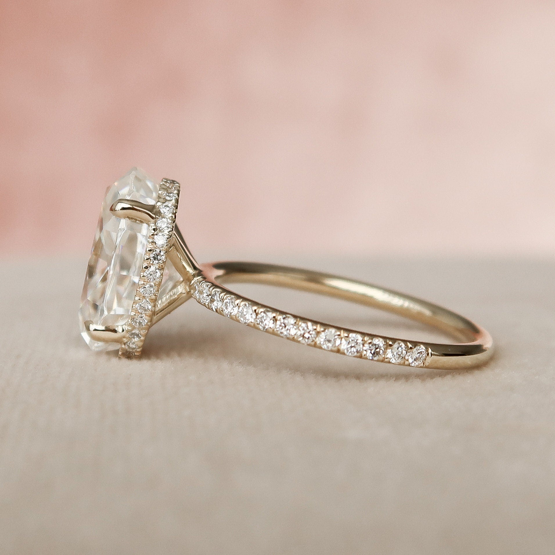 3.50 CT Oval Moissanite Pave Setting Engagement Ring