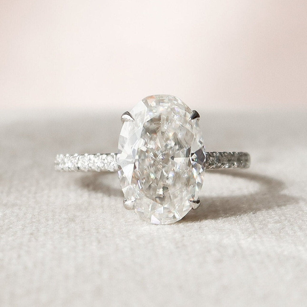 3.50 CT Oval Moissanite Pave Setting Engagement Ring
