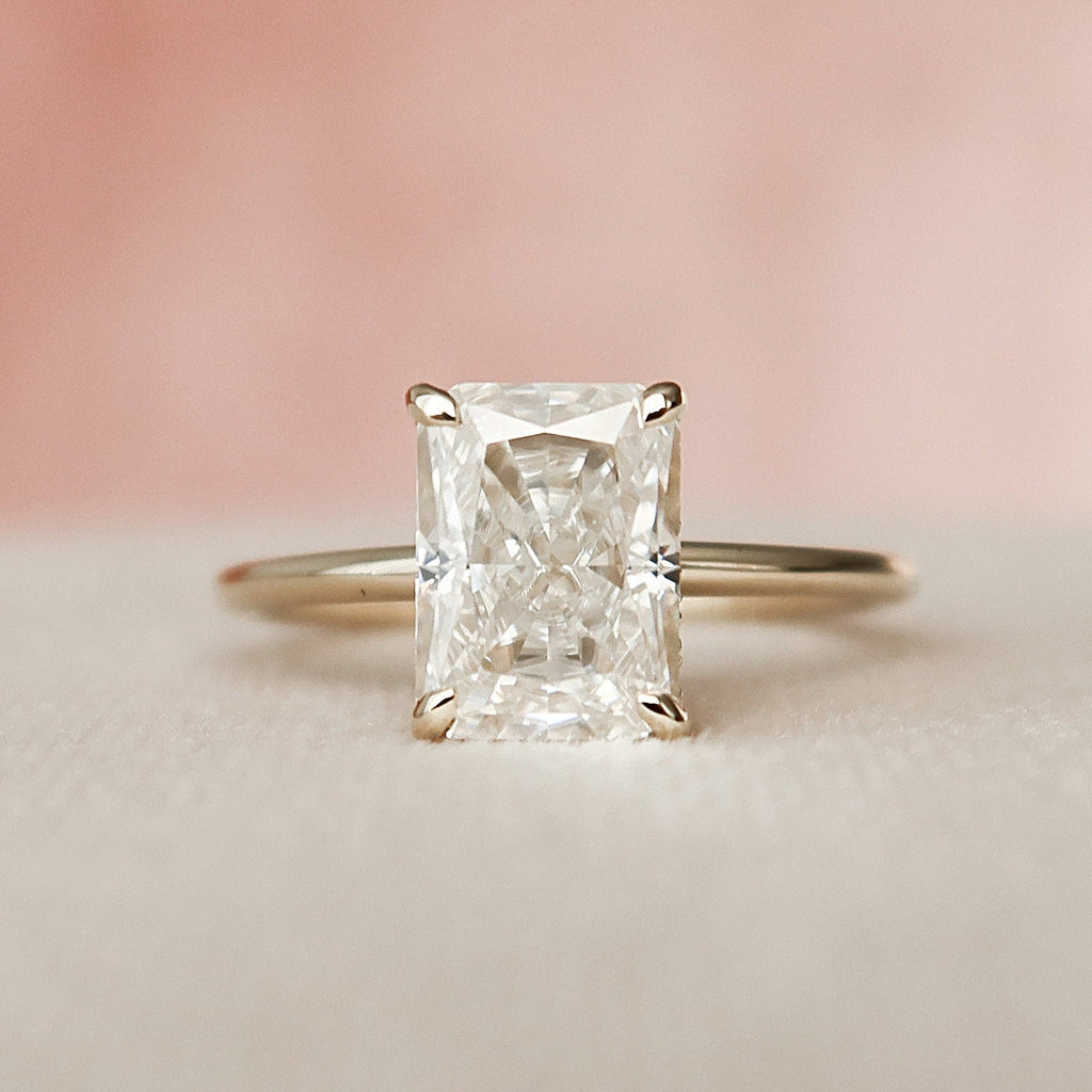 2.0 CT Radiant Moissanite Hidden Halo Engagement Ring