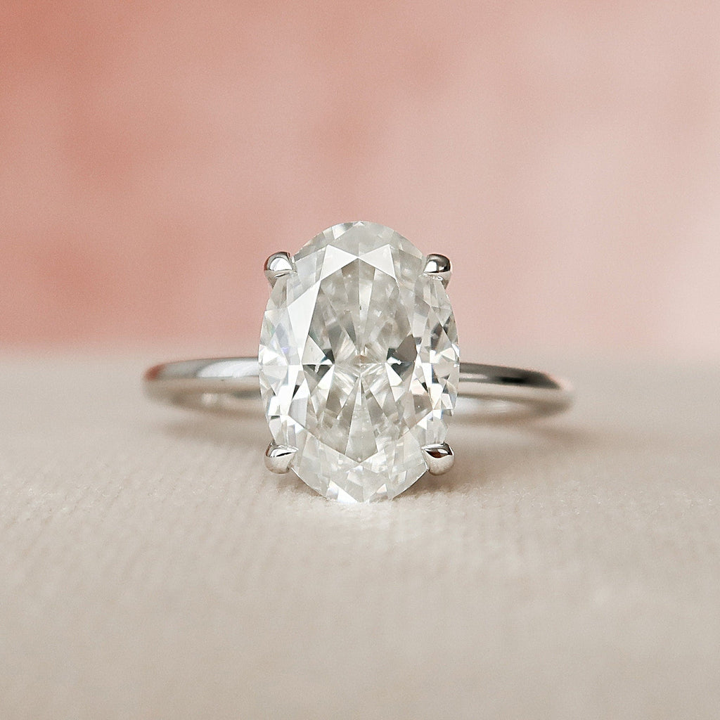 3.0 CT Oval Moissanite Hidden Halo Setting Engagement Ring