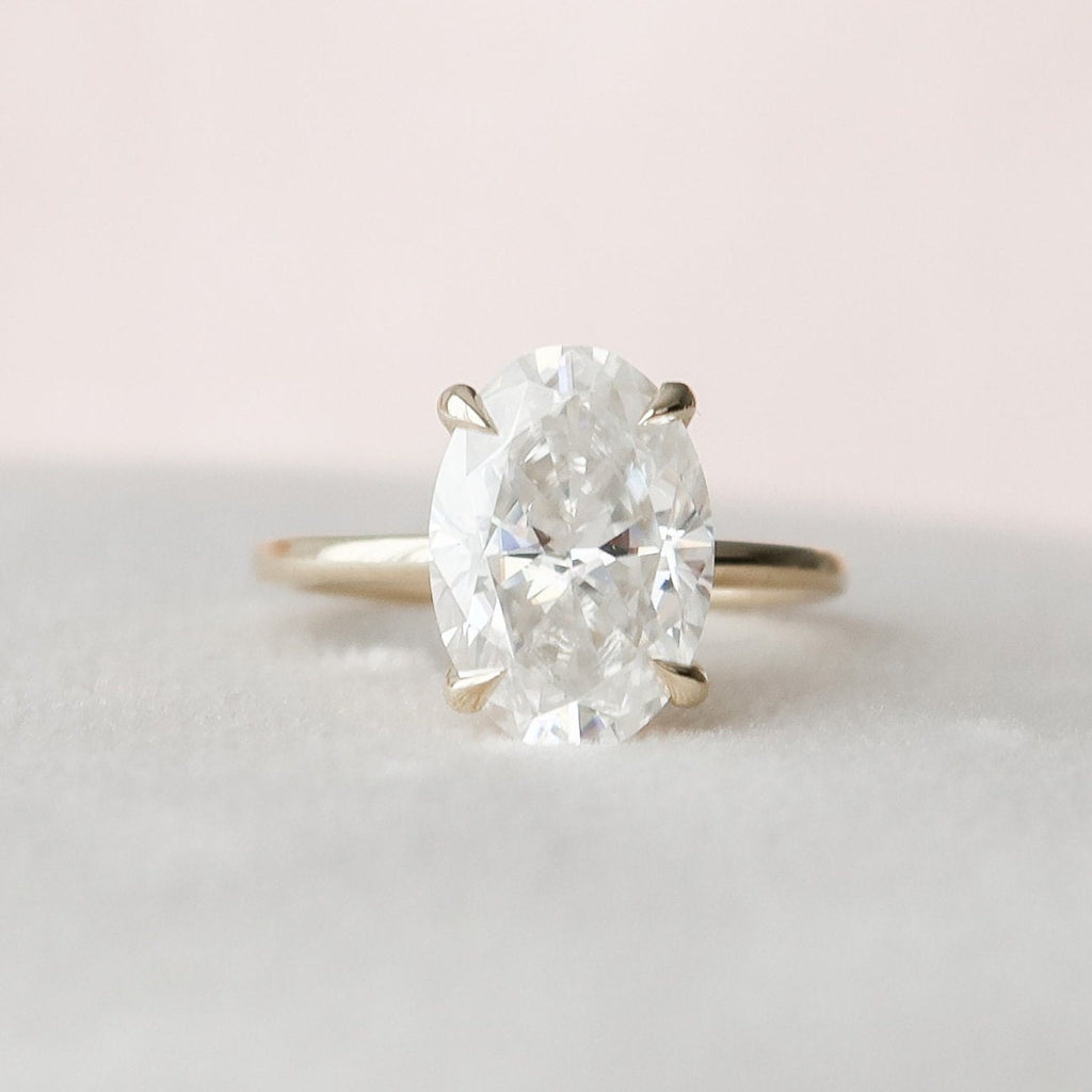 3.0 CT Oval Moissanite Hidden Halo Setting Engagement Ring