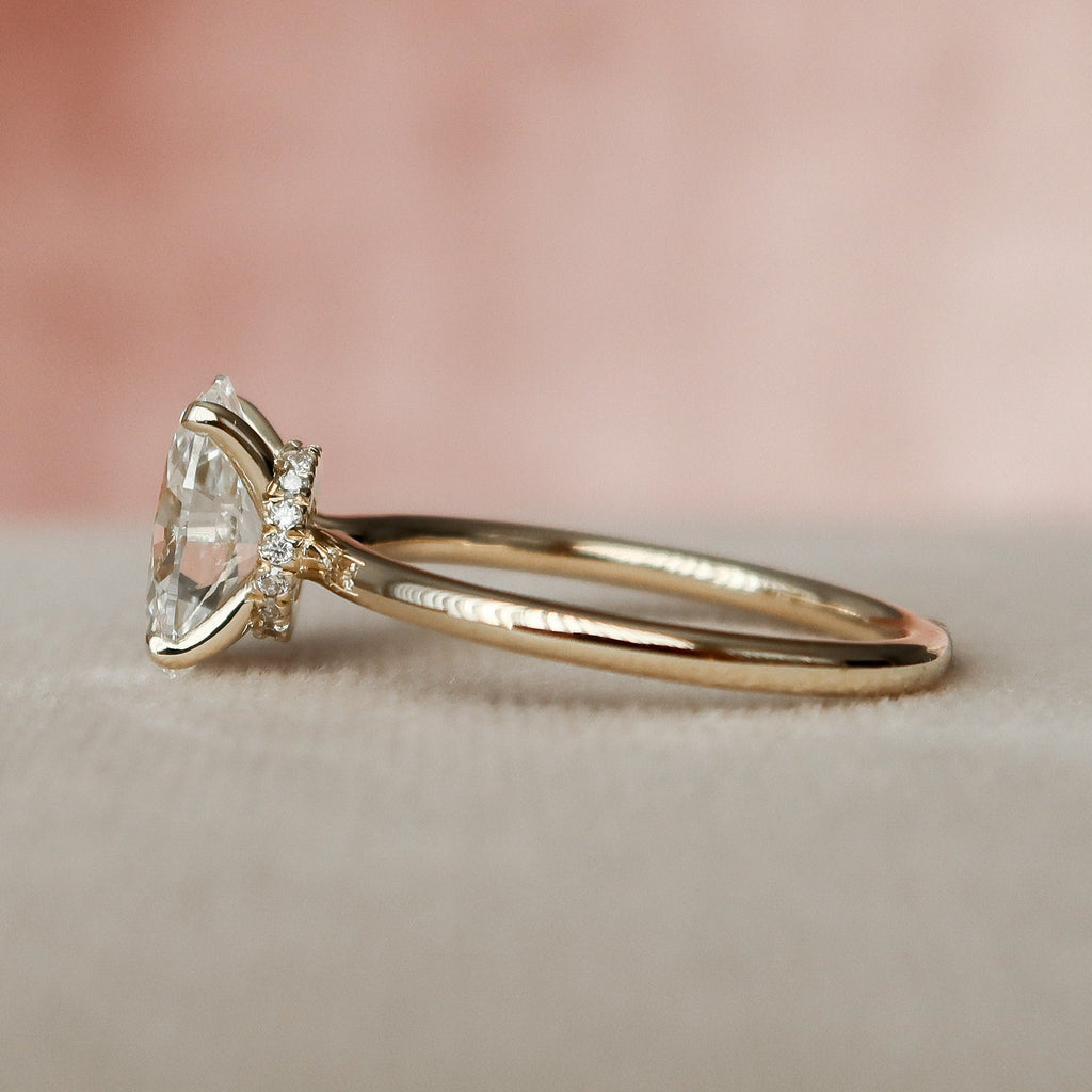 1.50 CT Oval Cut Hidden Halo Setting Moissanite Engagement Ring