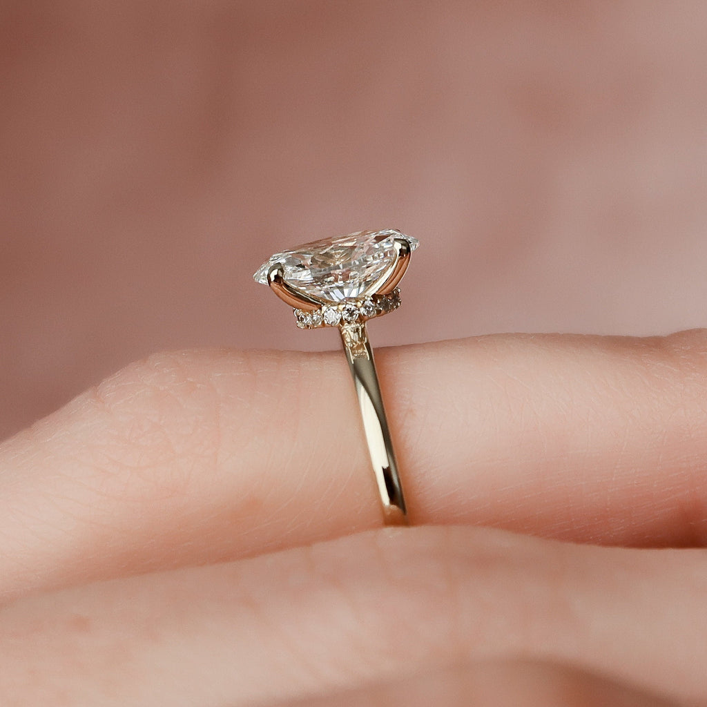 1.50 CT Oval Cut Hidden Halo Setting Moissanite Engagement Ring