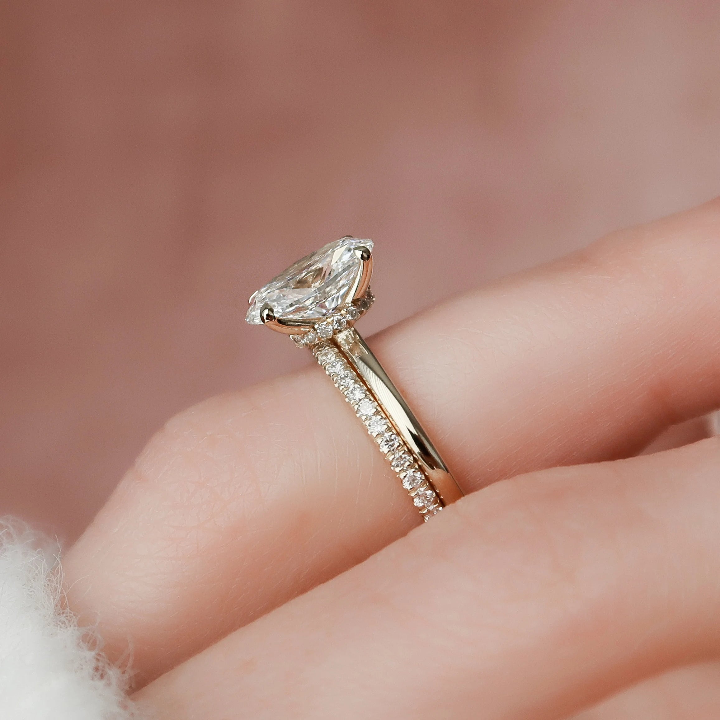 1.50CT Oval Cut Moissanite Solitaire Bridal Ring Set