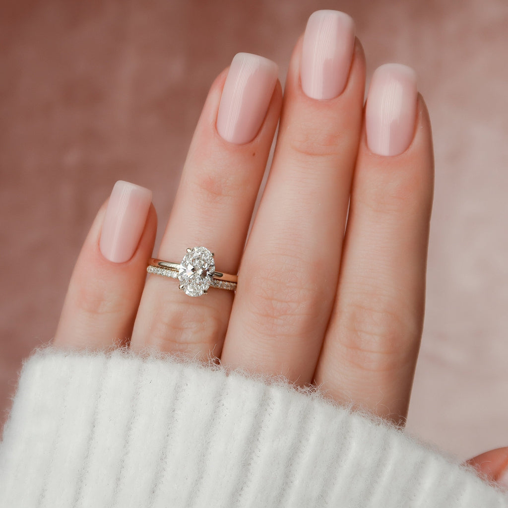 1.50CT Oval Cut Moissanite Solitaire Bridal Ring Set
