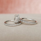 2.50CT Oval Cut Moissanite Pave Bridal Ring Set