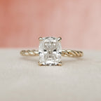 2.0 CT Elongated Cushion Moissanite Hidden Halo Engagement Ring