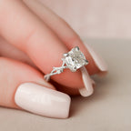 1.50 CT Cushion Cut Nature Inspired Moissanite Engagement Ring