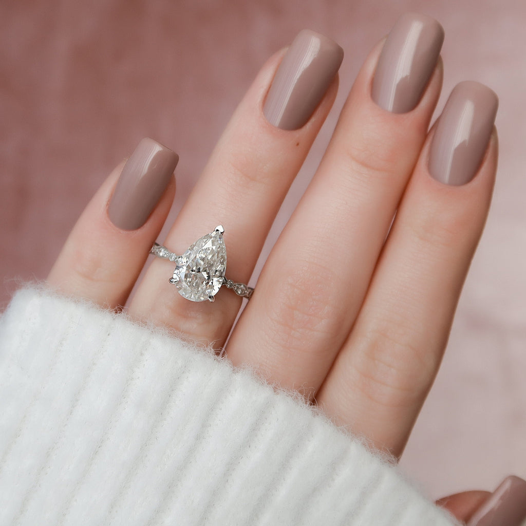 3.0 CT Pear Moissanite Vintage Engagement Ring