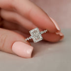 3.50 CT Radiant Moissanite Pave Setting Engagement Ring