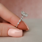 3.50 CT Radiant Moissanite Pave Setting Engagement Ring