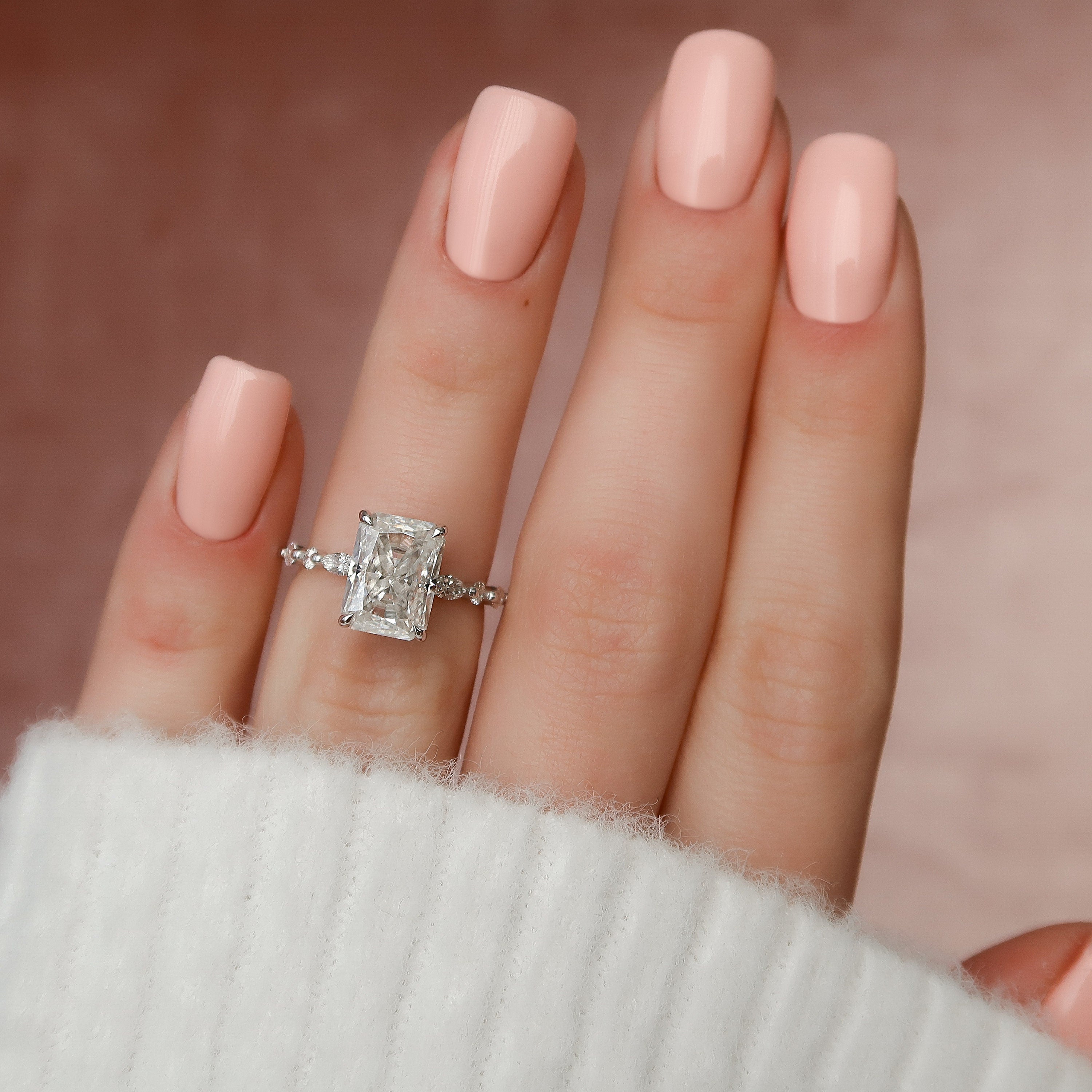 3.50 CT Radiant Moissanite Pave Setting Engagement Ring