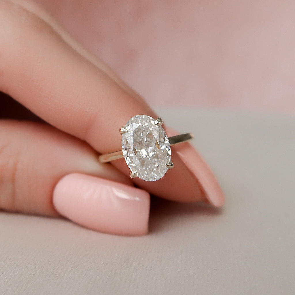 3.0 CT Oval Moissanite Hidden Halo Setting Engagement Ring