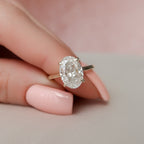 3.0 CT Oval Moissanite Hidden Halo Setting Engagement Ring