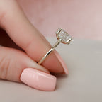 3.0 CT Oval Moissanite Hidden Halo Setting Engagement Ring