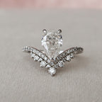 1.50 CT Pear Shaped Moissanite Cluster Engagement Ring