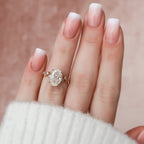 3.0 CT Oval Cut Moissanite Cluster Engagement Ring