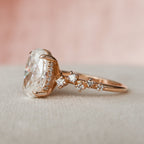 3.0 CT Oval Cut Moissanite Cluster Engagement Ring