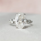 3.0 CT Oval Cut Moissanite Cluster Engagement Ring