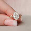3.0 CT Oval Cut Moissanite Cluster Engagement Ring