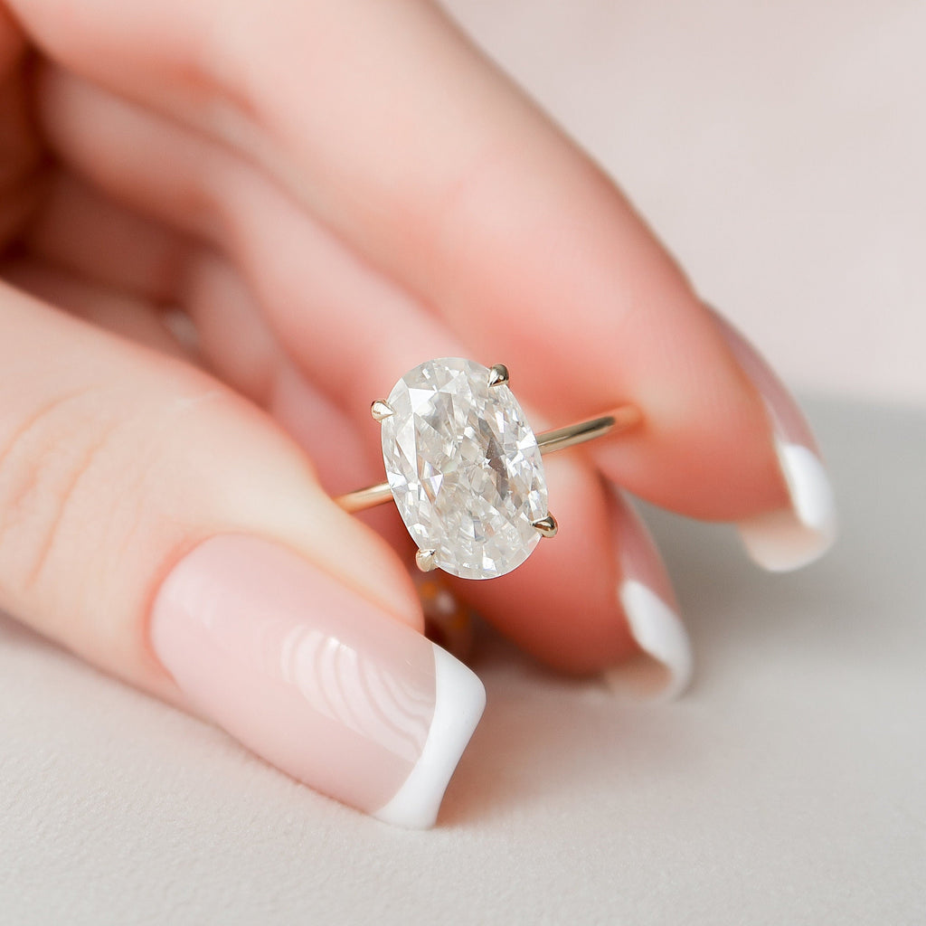 3.50 CT Oval Moissanite Hidden Halo Engagement Ring