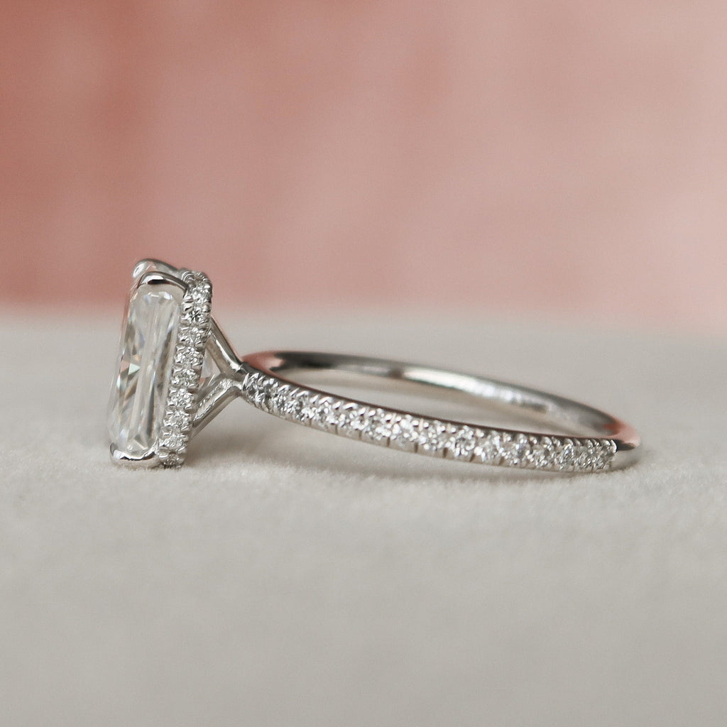 1.0 - 3.0 CT Radiant Cut Pave Moissanite Engagement Ring