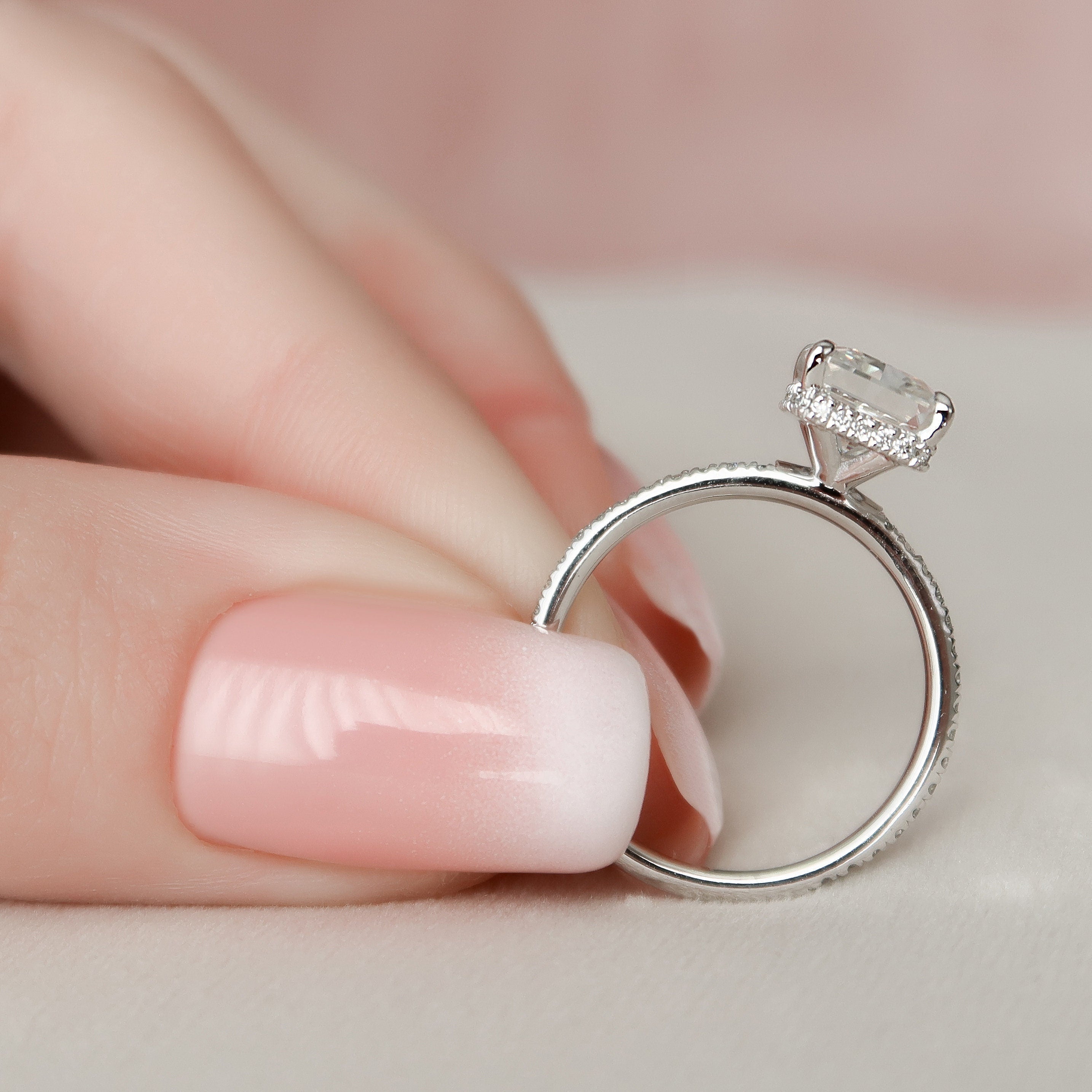 1.0 - 3.0 CT Radiant Cut Pave Moissanite Engagement Ring