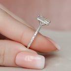 3.0 CT Radiant Moissanite Pave Setting Engagement Ring
