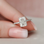 1.0 - 3.0 CT Radiant Cut Pave Moissanite Engagement Ring