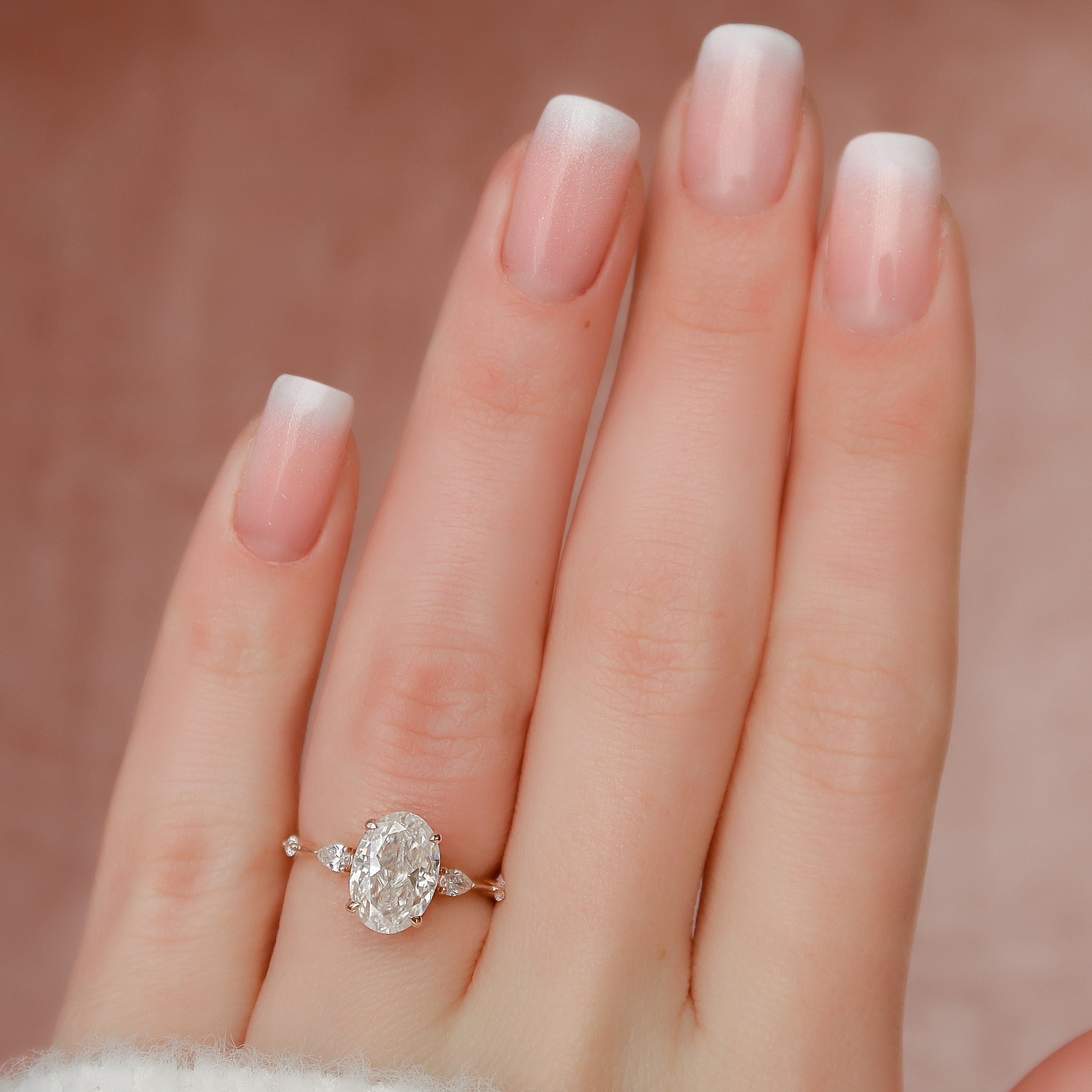 2.0 CT Oval Cut Three Stones Moissanite Engagement Ring