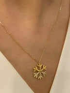 0.25 TCW Round Cut Snow Flake Moissanite Diamond Necklace