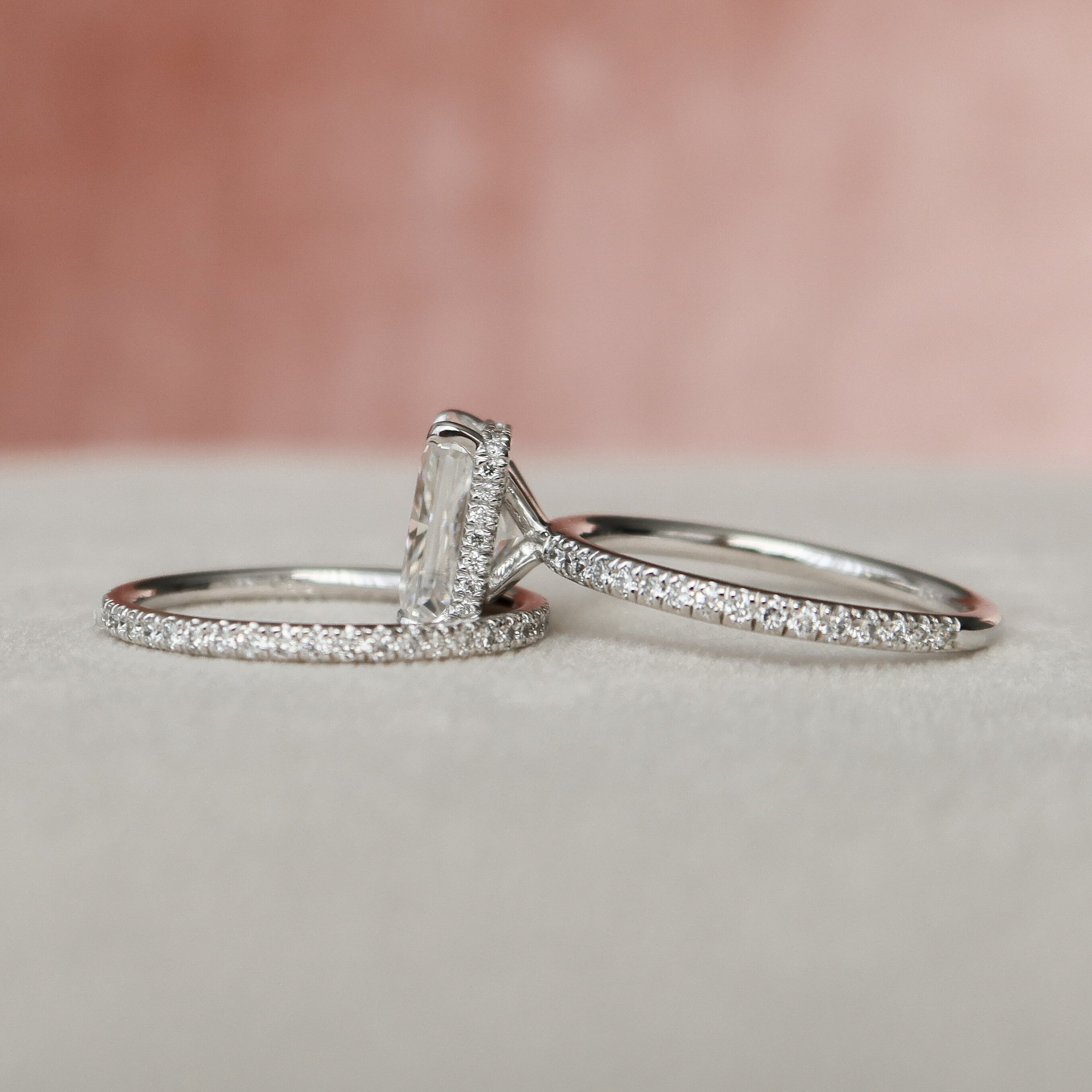 3.0CT Radiant Cut Moissanite Pave Bridal Ring Set