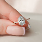2.0 CT Oval Cut Moissanite Pave Engagement Ring