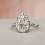 2.0 CT Pear Moissanite Halo Setting Engagement Ring