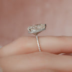 3.50 CT Pear Cut Moissanite Pave Setting Engagement Ring