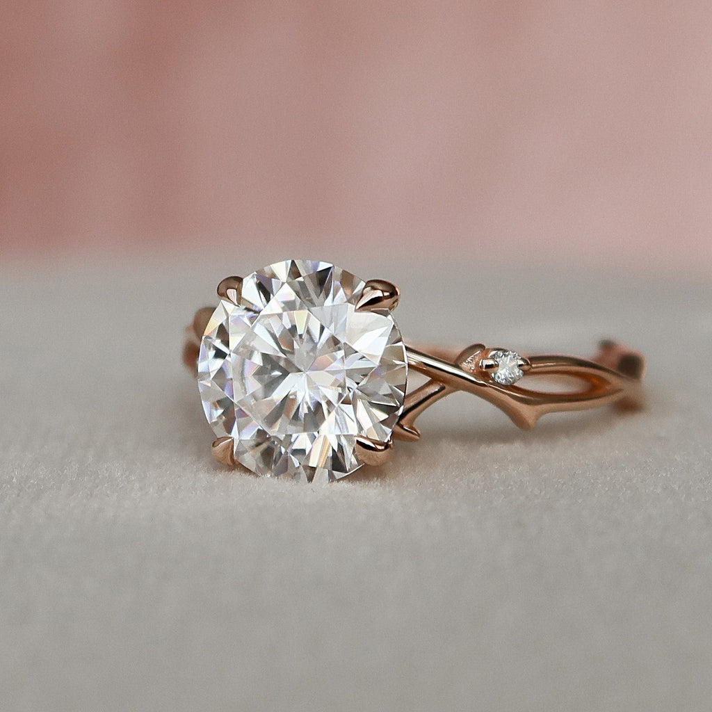 2.50 CT Round Moissanite Nature Inspired Twig Style Engagement Ring