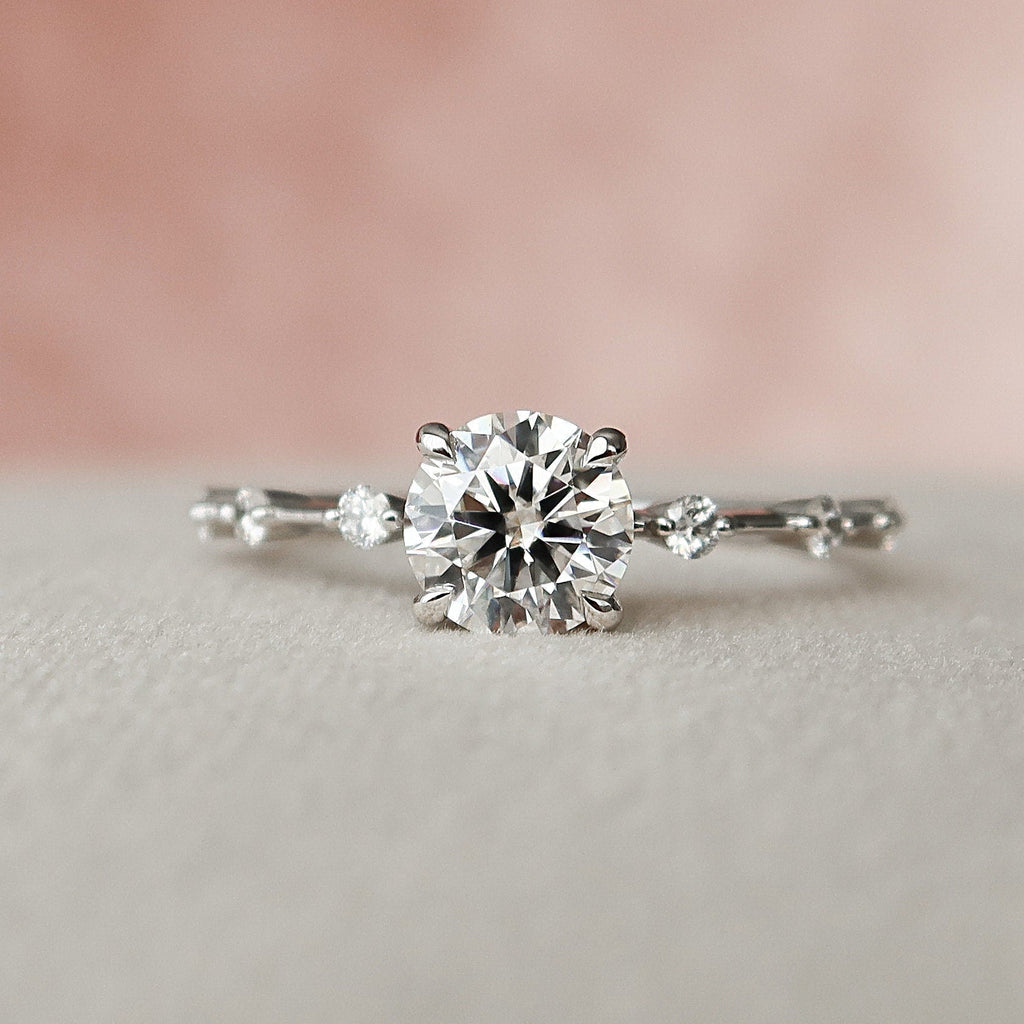 1.0 CT Round Cut Dainty Style Moissanite Engagement Ring