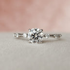1.0 CT Round Cut Dainty Style Moissanite Engagement Ring
