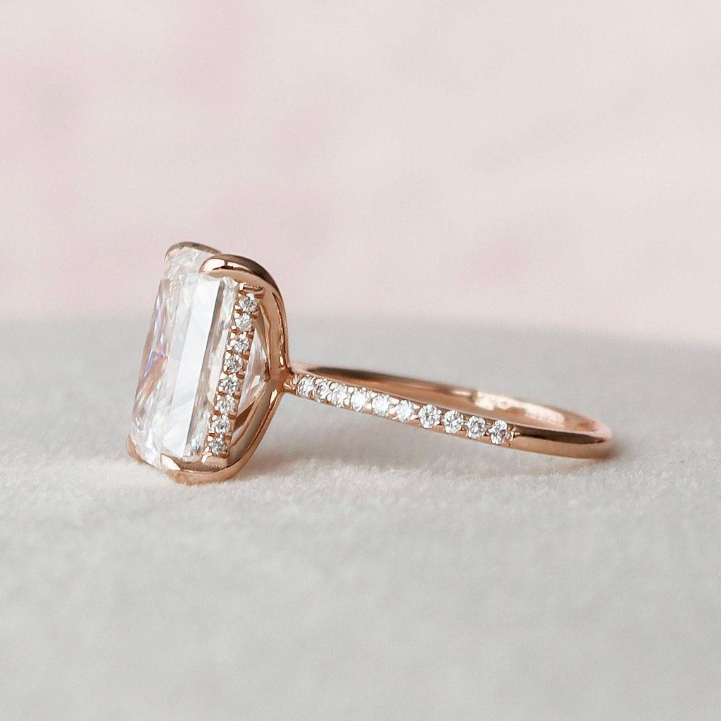 5.0 CT Radiant Moissanite Pave Engagement Ring