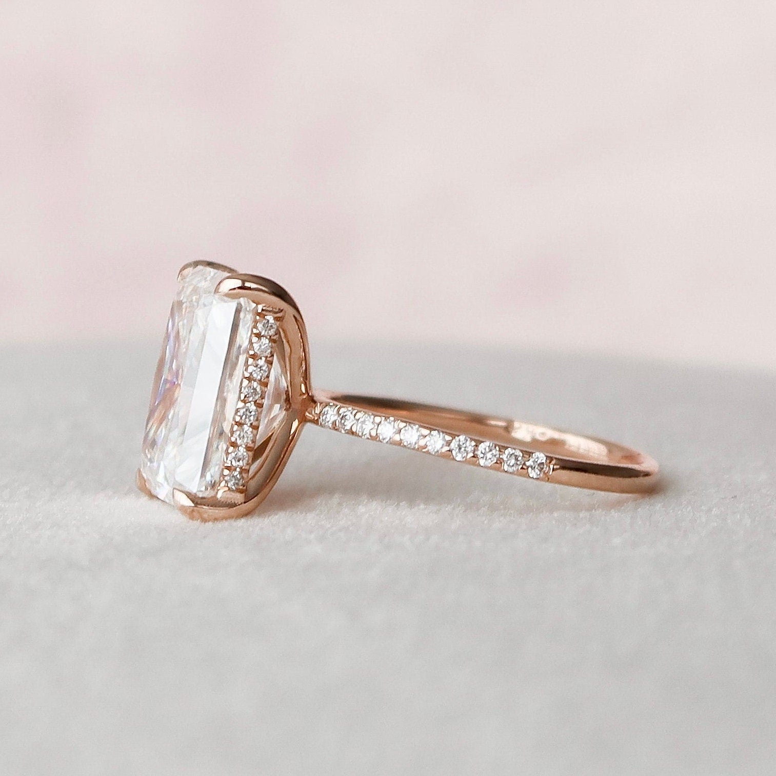 5.0 CT Radiant Moissanite Pave Engagement Ring