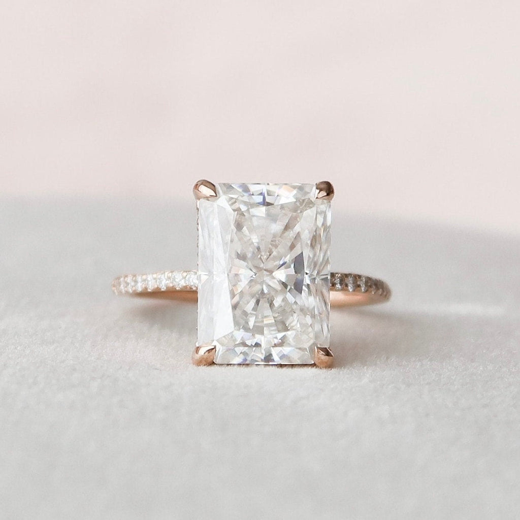 5.0 CT Radiant Moissanite Pave Engagement Ring