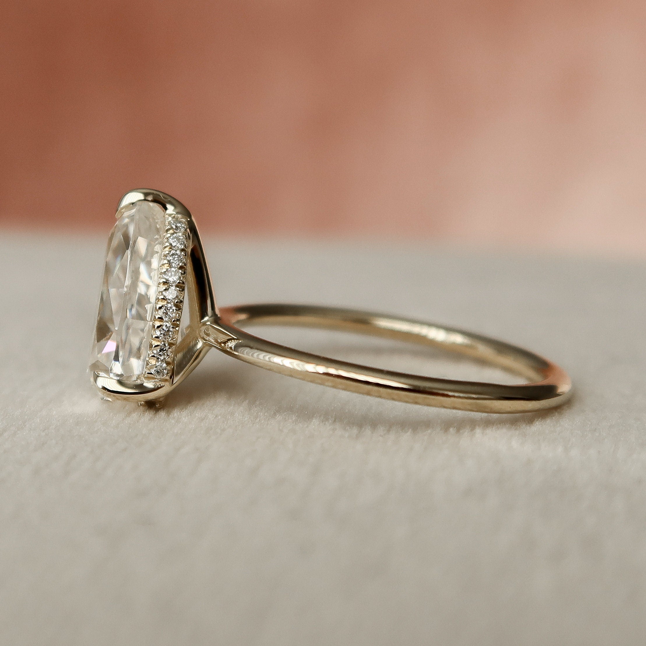 2.0 CT Pear Moissanite Hidden Halo Setting Engagement Ring
