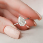 2.0 CT Pear Moissanite Hidden Halo Setting Engagement Ring