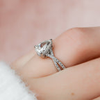 1.0 CT Pear Cut Split Shank Moissanite Engagement Ring