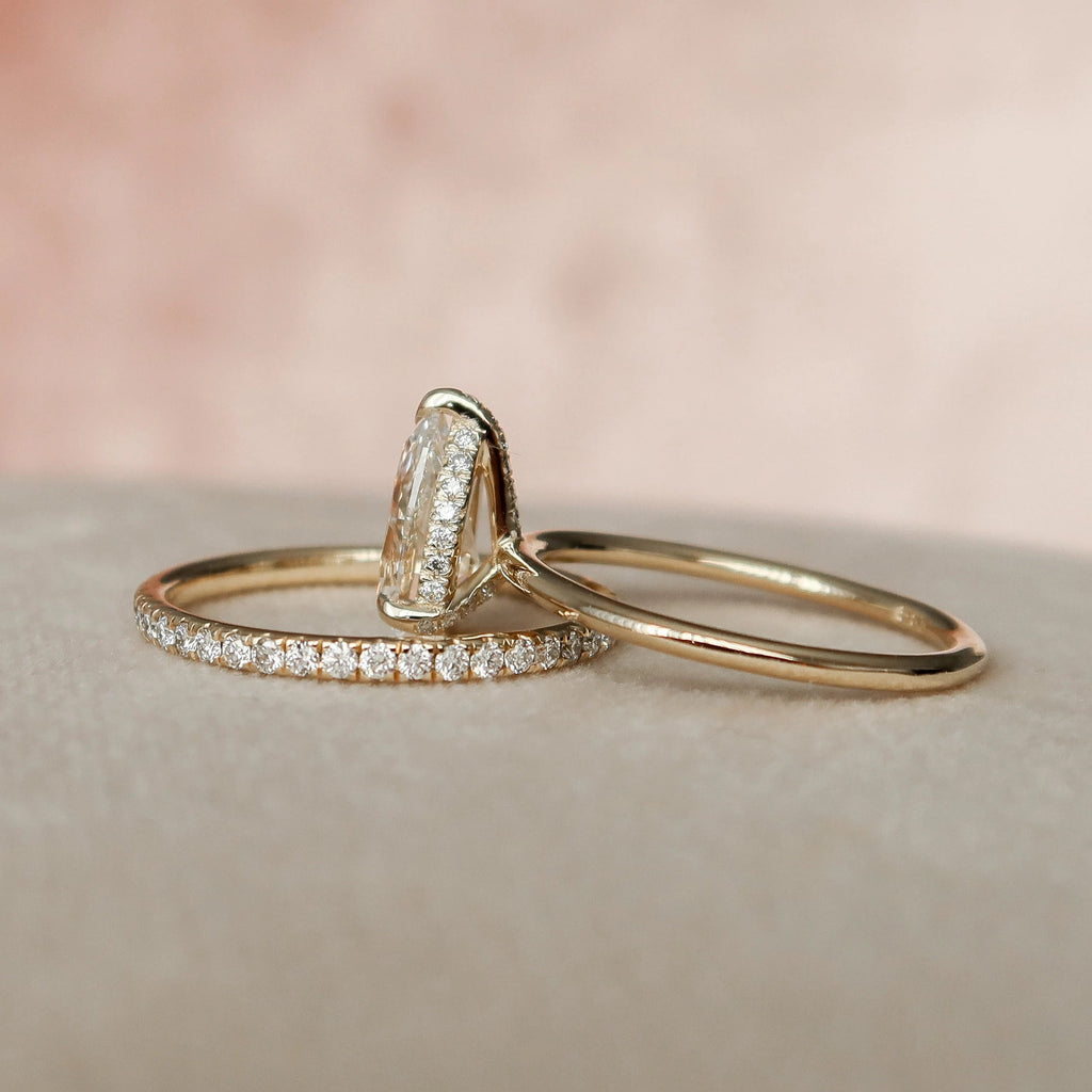 1.50CT Pear Cut Moissanite Solitaire Bridal Ring Set