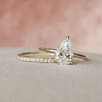 1.50CT Pear Cut Moissanite Solitaire Bridal Ring Set