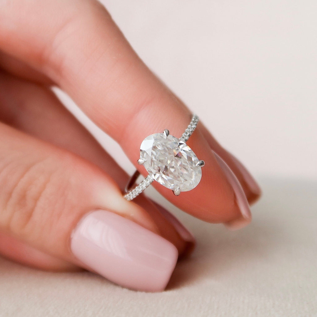 3.50 CT Oval Cut Moissanite Pave Setting Engagement Ring